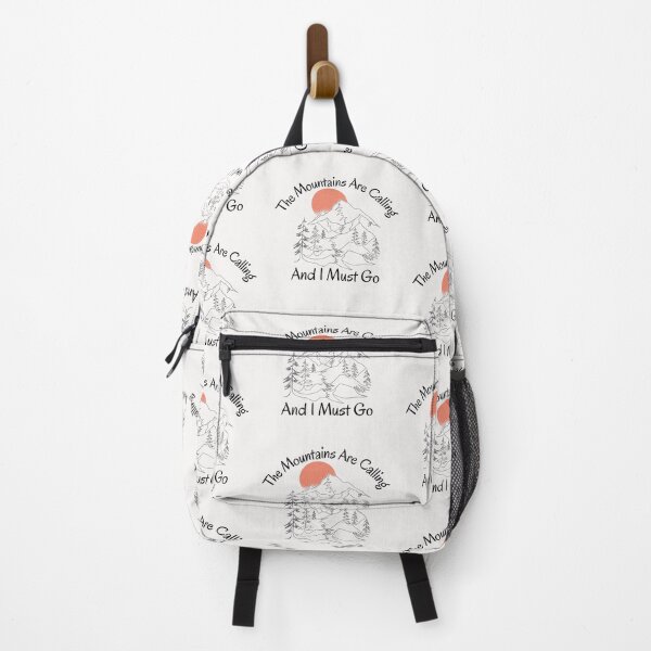 Item preview, The mountains are calling and I must go, Inspirational saying with a mountain sunset design perfect for hikers and adventure seekers designed and sold by Auntieck.