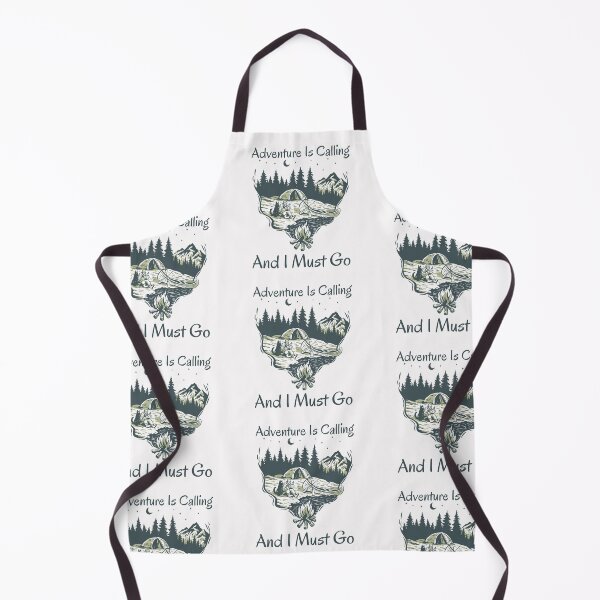 Item preview, Adventure is calling and I must go, Inspirational saying with a lake side campsite design perfect for hikers and adventure seekers designed and sold by Auntieck.