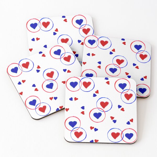 Item preview, Red and Blue Hearts Pattern designed and sold by MitaDreamDesign.