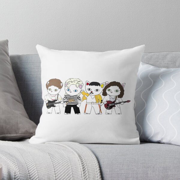 Meow rock band Throw Pillow