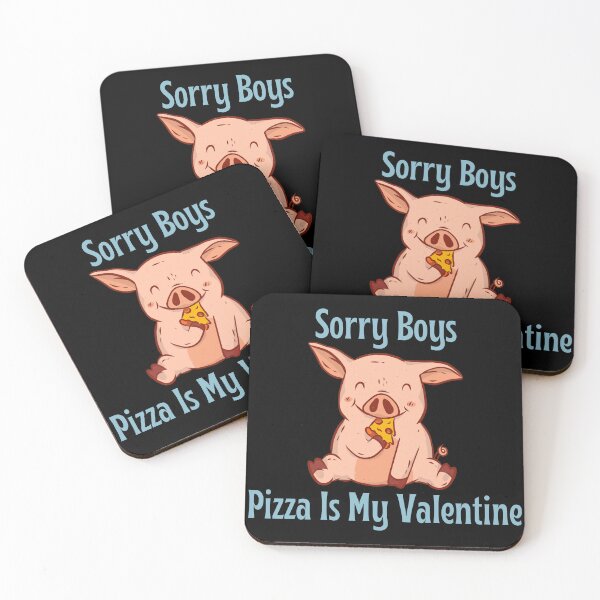 Item preview, Sorry Boys Pizza is my Valentine, Funny Pig Eating Pizza Valentine's Day Design designed and sold by Auntieck.