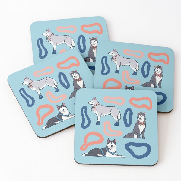Item preview, Alaskan Husky - Cute Blue and Grey Dog Illustration Pattern  designed and sold by TheRainbowRoom.
