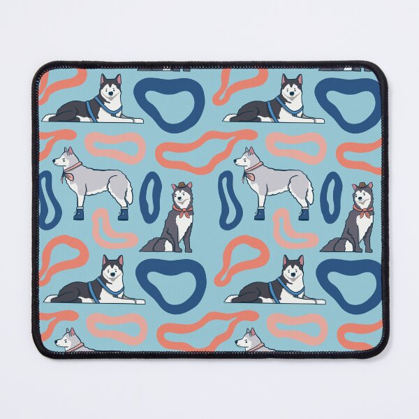 Item preview, Alaskan Husky - Cute Blue and Grey Dog Illustration Pattern  designed and sold by TheRainbowRoom.