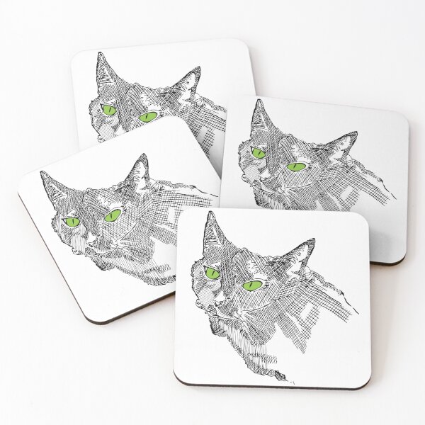 Item preview, Inky Cat Green Eyes designed and sold by twoformirtharts.
