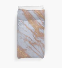 Marmor - Rose Gold Marmor mit Gelbgold Glitter Bettbezug