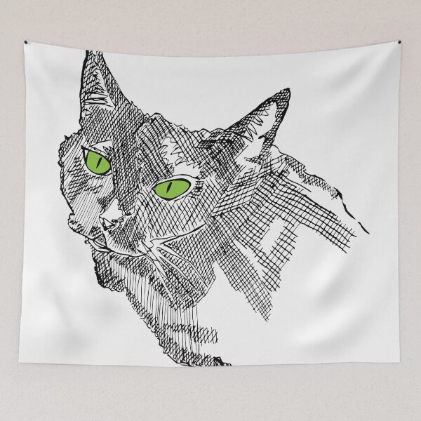Item preview, Inky Cat Green Eyes designed and sold by twoformirtharts.