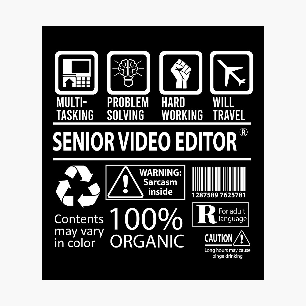 Senior Video Editor T Shirt - MultiTasking Certified Job Gift Item Tee