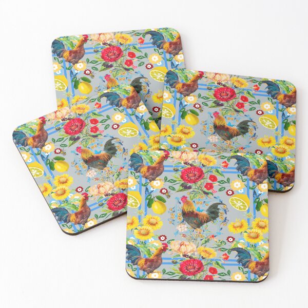 Item preview, Rooster,farm,birds ,lemons,sunflower,folklore pattern  designed and sold by MariaMarinova.
