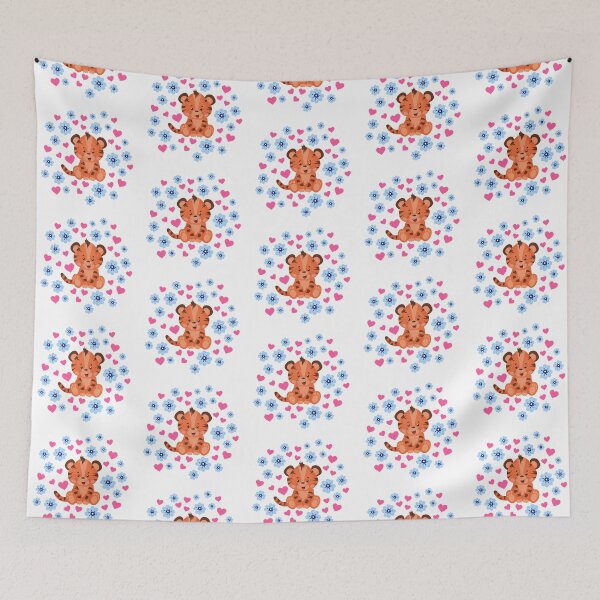 Item preview, Baby Tiger with Flowers and Hearts. designed and sold by GoldenPine.
