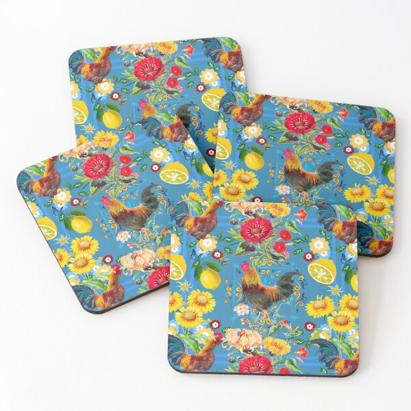 Item preview, Rooster,farm,birds ,lemons,sunflower,folklore pattern  designed and sold by MariaMarinova.