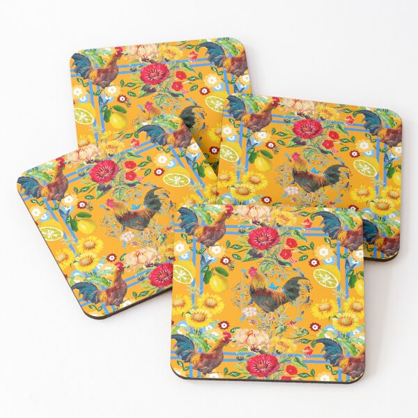 Item preview, Rooster,farm,birds ,lemons,sunflower,folklore pattern  designed and sold by MariaMarinova.