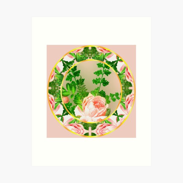 Item preview, Vintage Rose and Rosette Pattern Faux China Plate designed and sold by SeaChangeDesign.