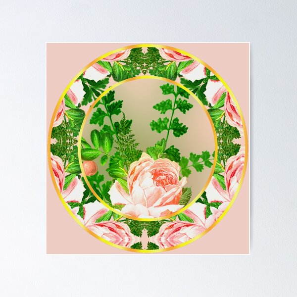 Item preview, Vintage Rose and Rosette Pattern Faux China Plate designed and sold by SeaChangeDesign.