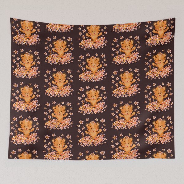 Item preview, Baby Tiger with Flowers. Rain of Flowers. designed and sold by GoldenPine.