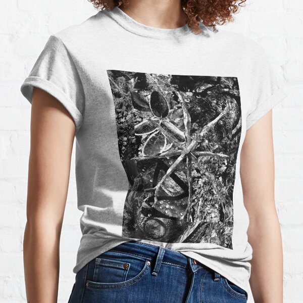 T-shirt com um desenho abstrato de plantas - Greige