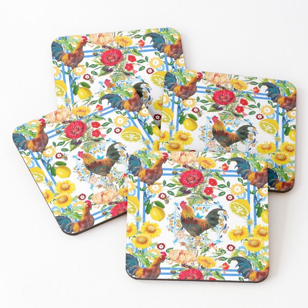 Item preview, Rooster,farm,birds ,lemons,sunflower,folklore pattern  designed and sold by MariaMarinova.