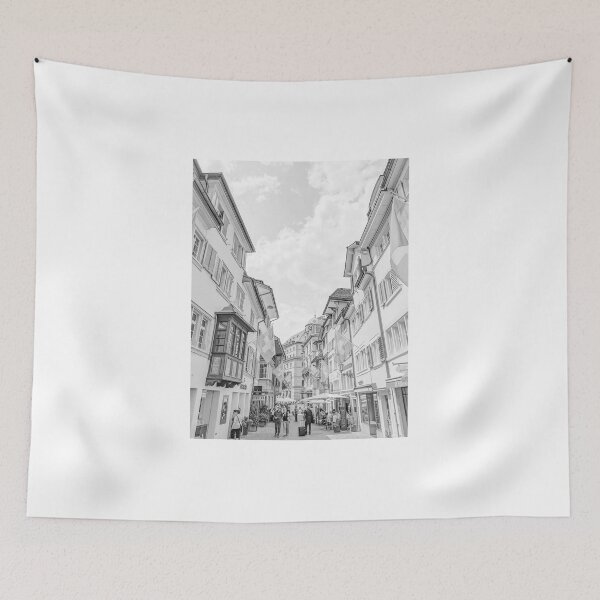 Item preview, Shopping Street in Old Town, Zurich, Switzerland - Black & White designed and sold by ywphotos.