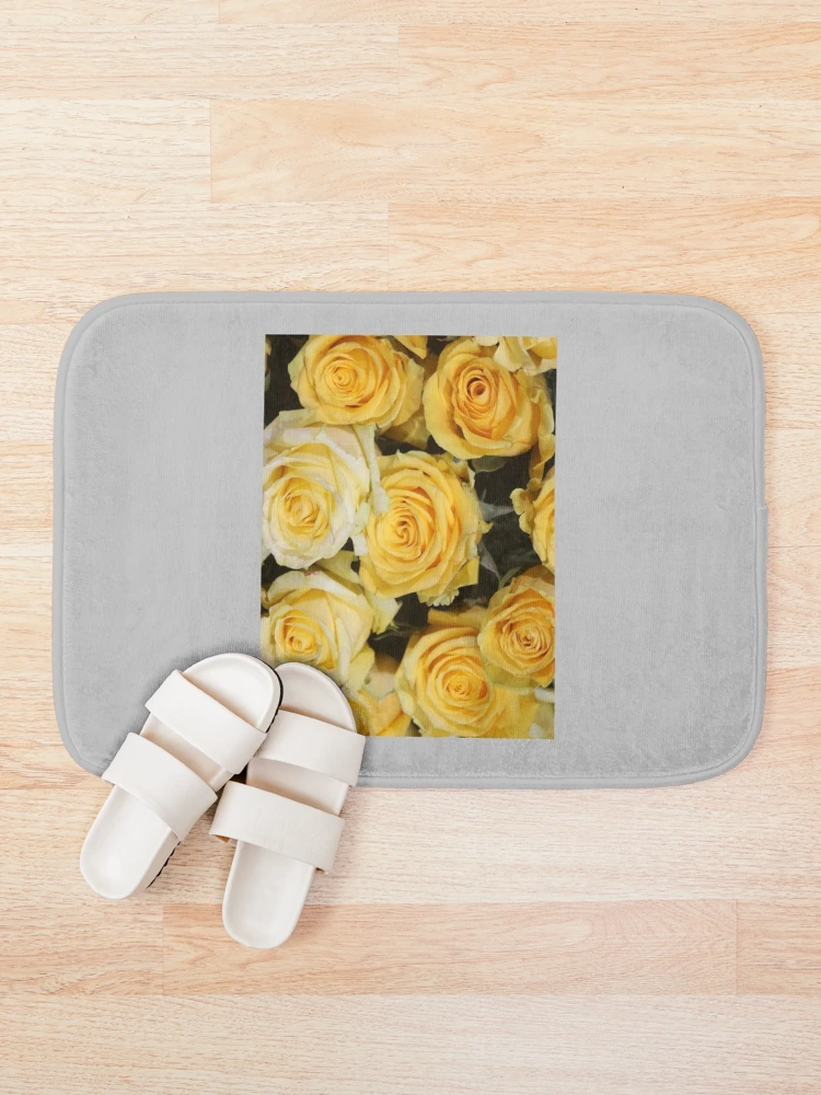 Thumbnail 1 of 6, Bath Mat, Yellow Roses designed and sold by ColorSpacePro.