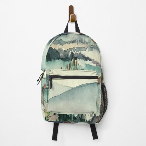 Item preview, Great Wild Heron - Misty Mountain Pond Watercolor Artwork designed and sold by SeasonsChange-.