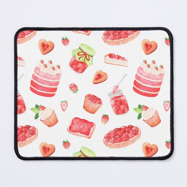 Item preview, Strawberry sweets. Cake, cookies, pie, jam, toast and strawberries. Watercolor drawing. designed and sold by Trilisti.