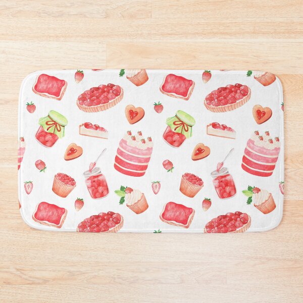 Item preview, Strawberry sweets. Cake, cookies, pie, jam, toast and strawberries.  Watercolor drawing. designed and sold by Trilisti.