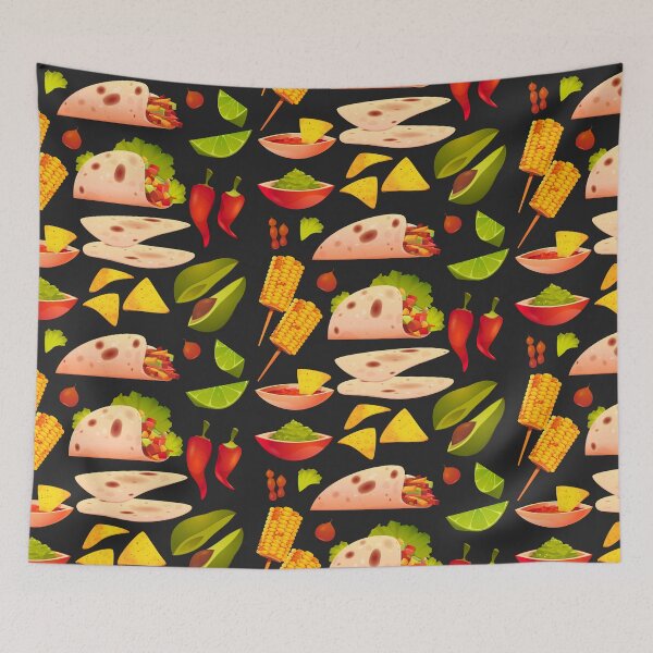 Item preview, Assorted Mexican Food - Tacos, Guacamole, Salsa, Chillis, Nachos, Avocadoes, Grilled Corn designed and sold by Alicia Chee.