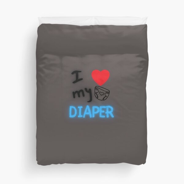 I Heart/Love My Diaper ABDL - Bleu Housse de couette