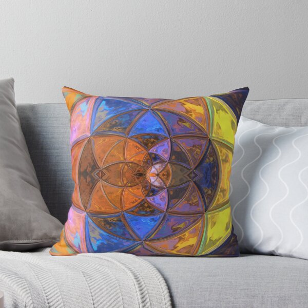 Item preview, Mosaic Kaleidoscope Flower Orange Blue and Yellow designed and sold by WormholeOrbital.
