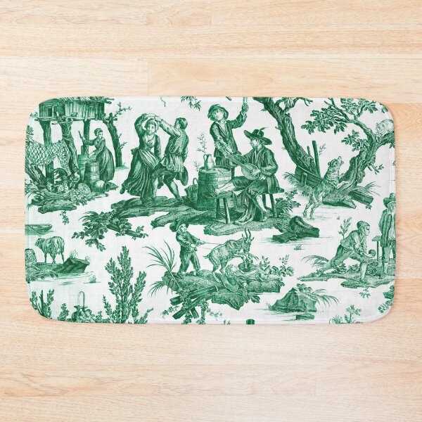 Item preview, Green and White Toile de Jouy  designed and sold by janesbotanics.