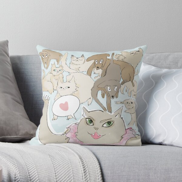 cats n dogs Throw Pillow
