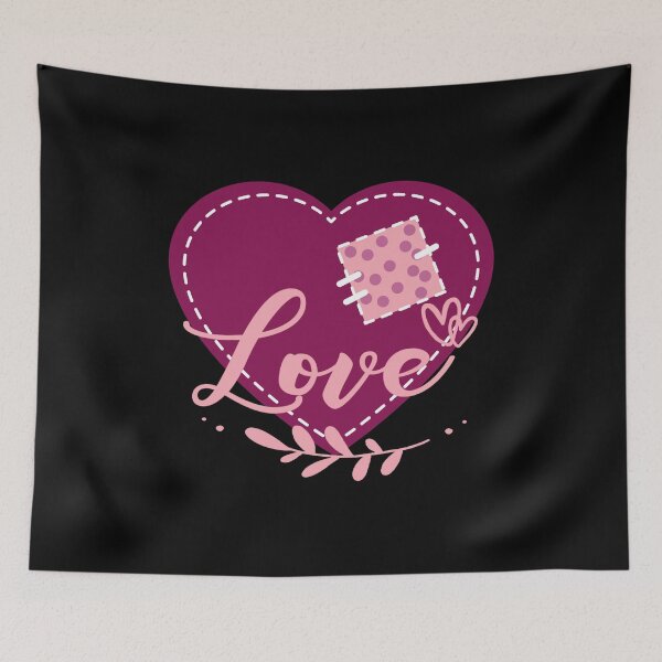Item preview, Love Stitched Heart Patch with BLACK Background designed and sold by CulverCrafts.