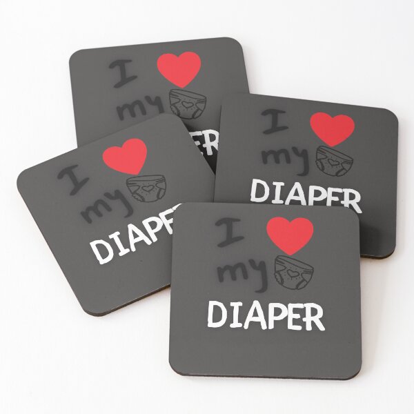 Item preview, I Heart/Love My Diaper Graphic ABDL - White designed and sold by DaddyKoti.