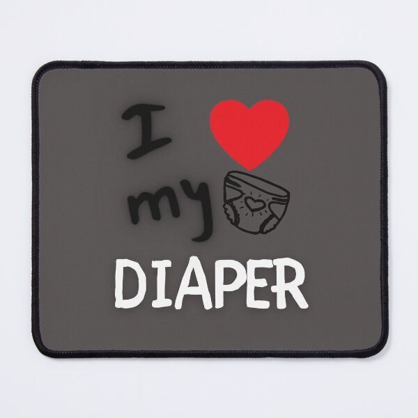 Item preview, I Heart/Love My Diaper Graphic ABDL - White designed and sold by DaddyKoti.