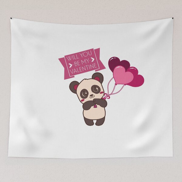 Item preview, Will You Be My Valentine Panda Bear with Heart Balloons designed and sold by CraftyAnimal.