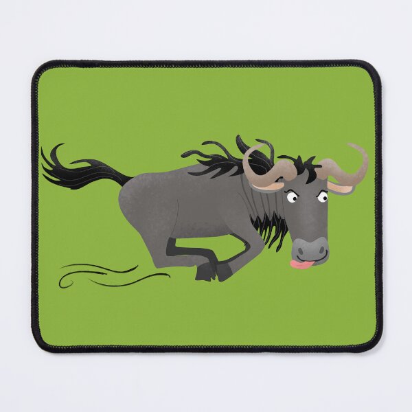 Item preview, Funny wildebeest running cartoon illustration designed and sold by FrogFactory.