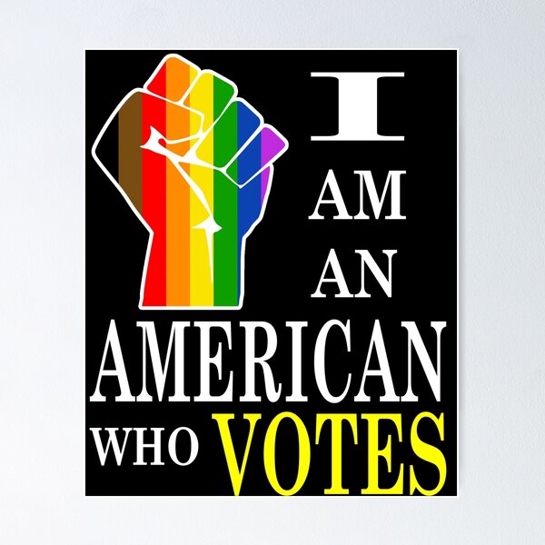 Item preview, I am an American Who VOTES - Philadelphia Pride Flag Fist - Design designed and sold by LthrDaddyBear.