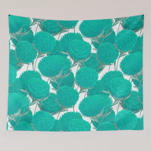 Aperçu de l'œuvre Fleurs de pivoine turquoise avec des feuilles créée et vendue par IrinaIkar.