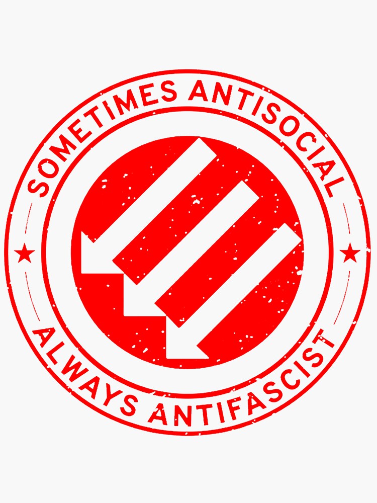 Imagen 3 de 3, Pegatina con la obra A veces Antisocial Siempre Antifascista, diseñada y vendida por afastuff.