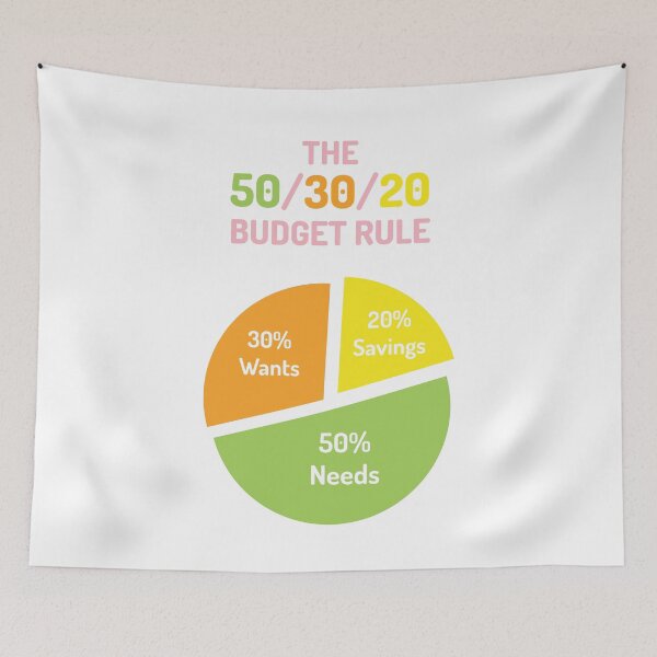 Item preview, The 50/30/20 Budget Rule | Green Orange Yellow Pink | White designed and sold by Wintre2.
