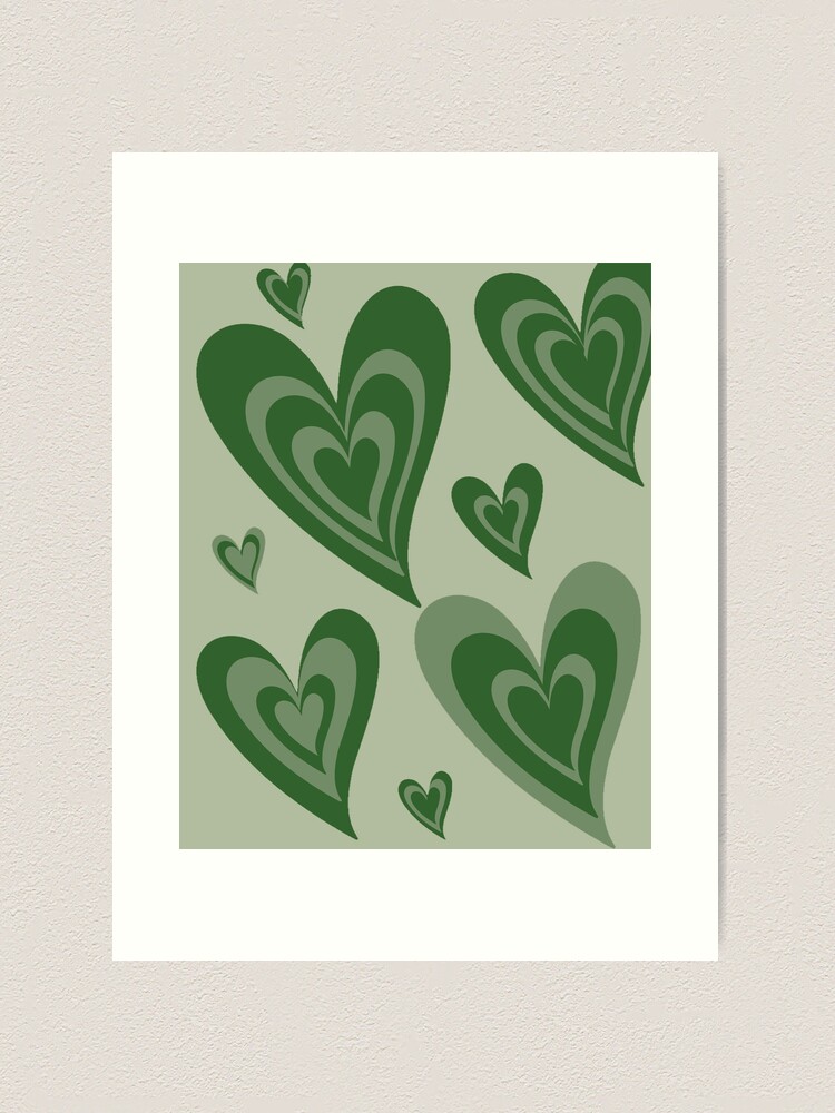 Romantic Sage Green Love Hearts Wrapping Paper Sheets, Zazzle