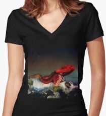 Sanfter Riese - Octopus Tailliertes T-Shirt mit V-Ausschnitt