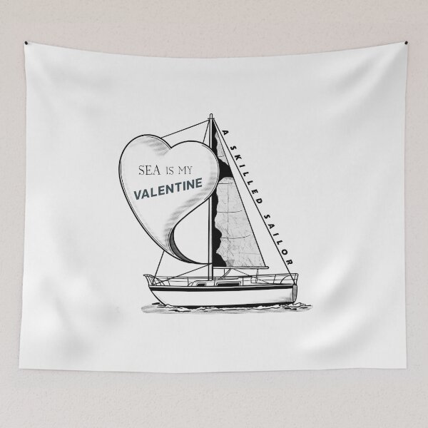 Item preview,  Sea Is My Valentine quote with ship and map designed and sold by InnaMGraphic.