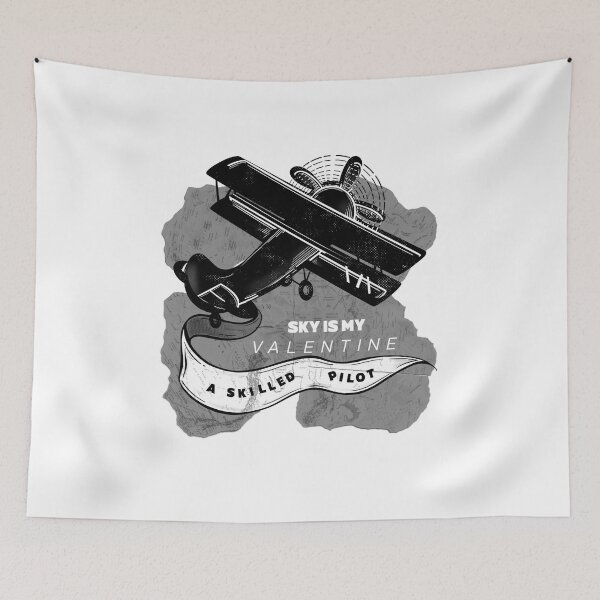 Item preview, sky is my valentine a skilled pilot with retro air craft designed and sold by InnaMGraphic.