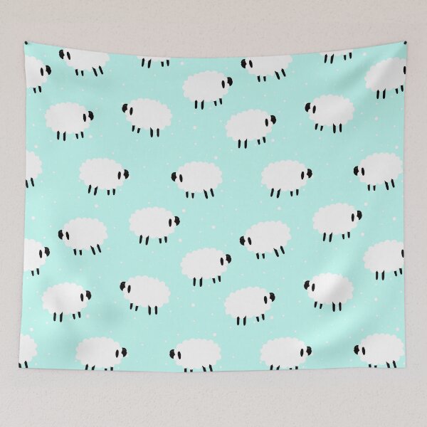 Item preview, Fluffy Sheep on Blue designed and sold by murkyswamp.