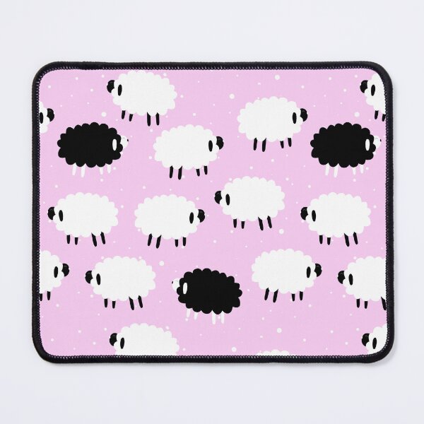 Item preview, Fluffy Sheep on Pink (with Black Sheep) designed and sold by murkyswamp.