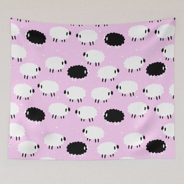 Item preview, Fluffy Sheep on Pink (with Black Sheep) designed and sold by murkyswamp.