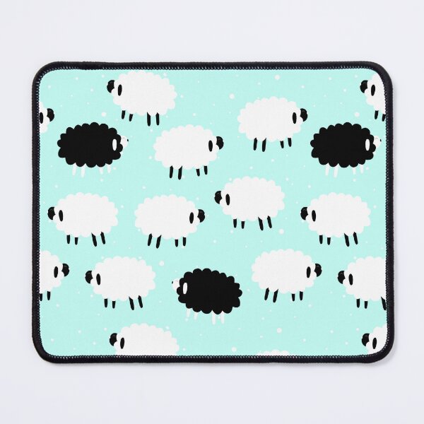 Item preview, Fluffy Sheep on Blue (with Black Sheep) designed and sold by murkyswamp.