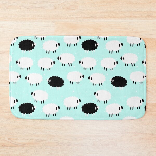 Item preview, Fluffy Sheep on Blue (with Black Sheep) designed and sold by murkyswamp.