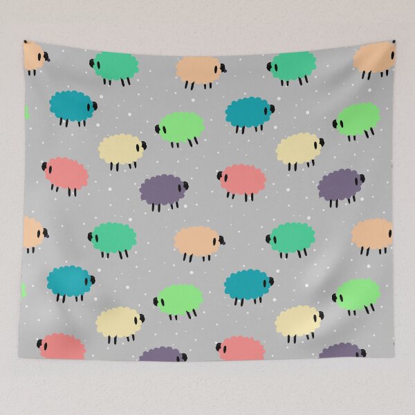 Item preview, Fluffy Rainbow Sheep on Gray designed and sold by murkyswamp.