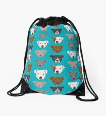 Pitbull faces dog art dog pattern pitbulls cute gifts for rescue dog owners by PetFriendly Drawstring Bag